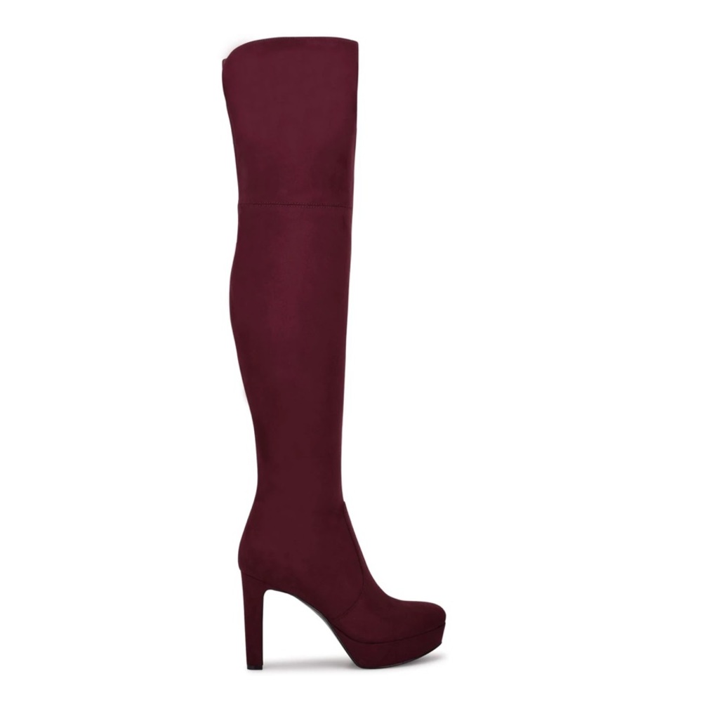 🆕NINE WEST Burgundy Platform Knee High Boots - Size: 6